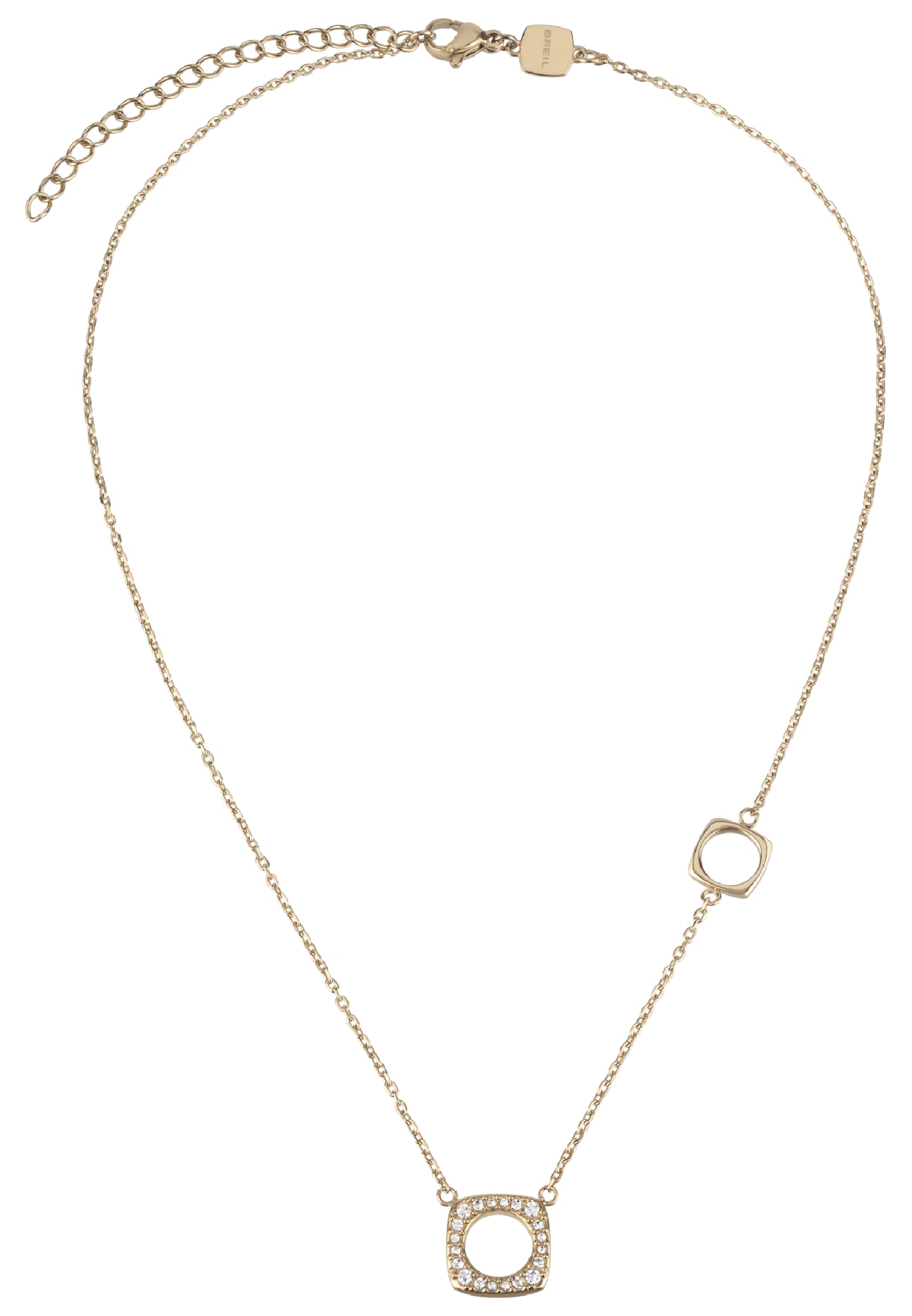 Breil Collana Donna New Tetra In Acciaio - Catenina Con 4 Pendenti Geometrici, 45 Cm