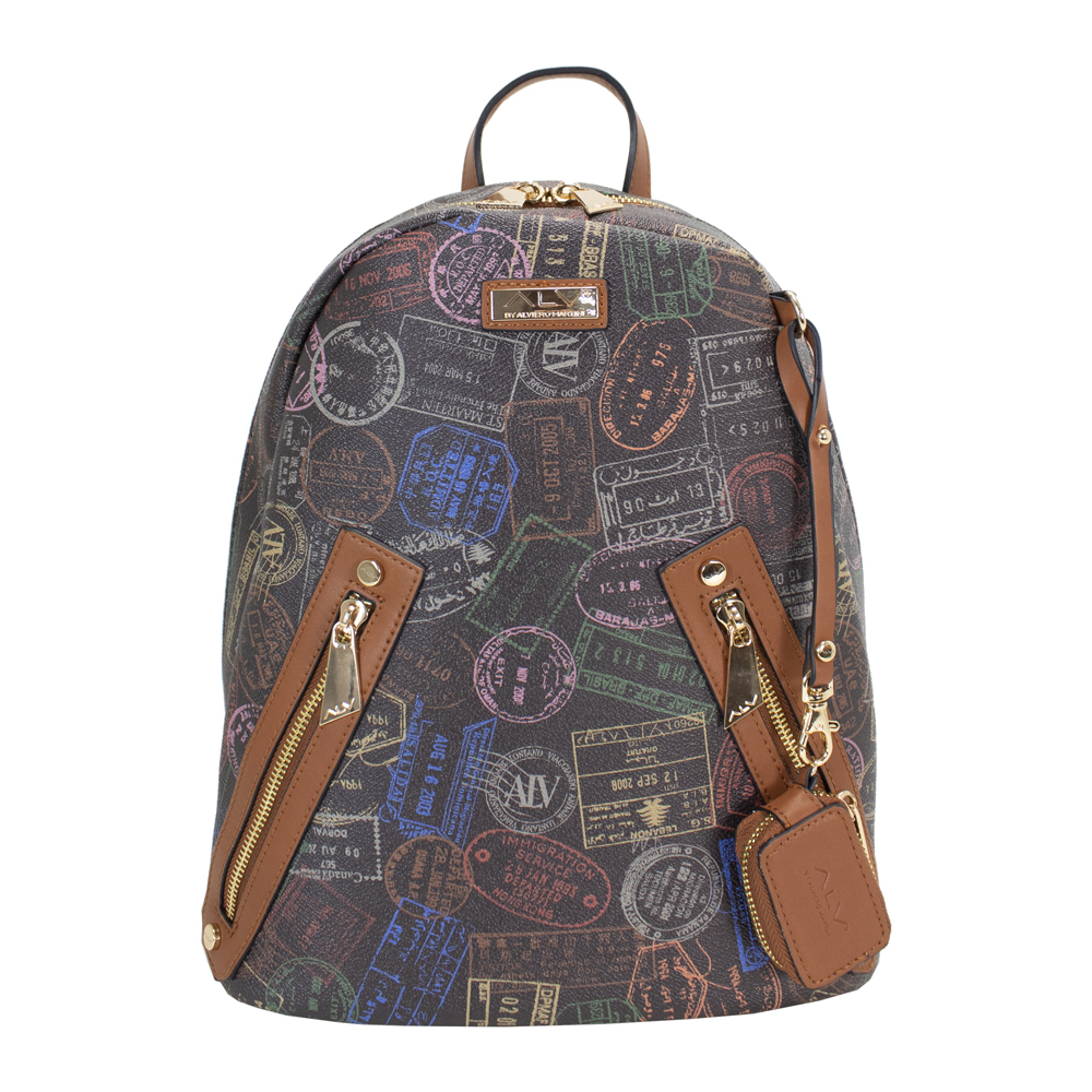 Zaino ALV By Alviero Martini - Poliuretano, Blu, Dimensioni 22x15x28 Cm, Tasche Multiple